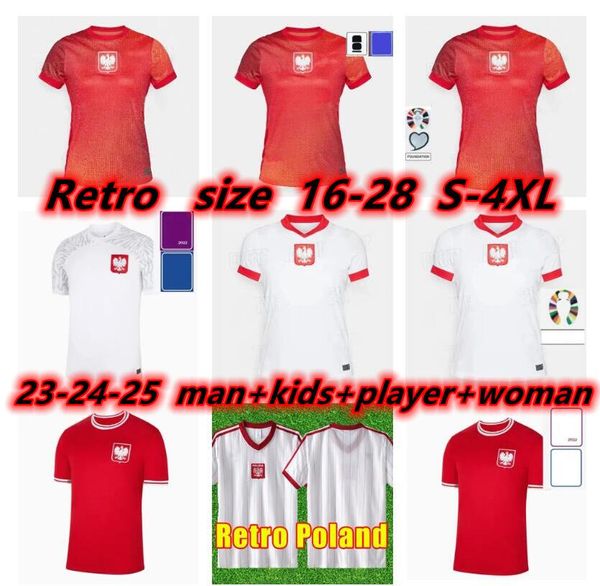 2024 2025 Jerseys de fútbol de Polonia Lewandowski Equipo nacional 24 25 Milik Piszczek Piatek Grosicki Krychowiak Zielinski Blaszczykowski 1982 Camisetas de fútbol retro 4xl