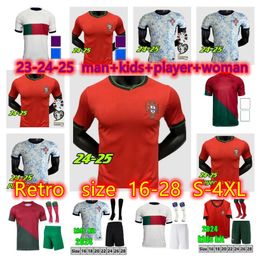 2024 2025 Portugal Ronaldo camisetas de fútbol PEPE kit para niños G RAMOS JOAO FELIX BERNARDO BRUNO FERNANDES VITINHA Portugieser 24 25 camiseta de fútbol portuguesa conjuntos de kits para niños