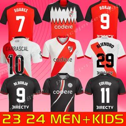 2024 2025 River Plate Soccer Jerseys Men Set Kids Kit 23 24 25 Camiseta de futbol Beltran de la Cruz Borja Simon Solari Solari Football Shirt Fans Player -versie