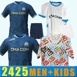 2024 2025 S-4xl Maillot Marseille Soccer Jerseys Foot Cuisance Guendouzi Alexis Payet Clauss Football Shirts Veretout Sous Om Olympique Visinha Men Kids