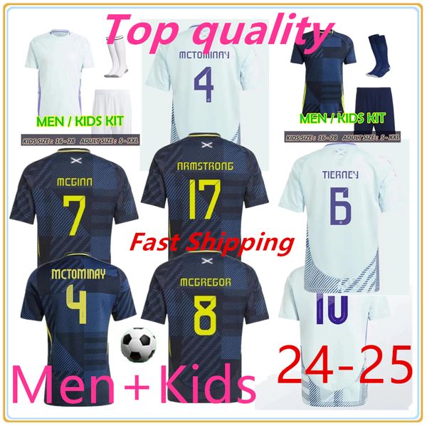 2024 2025 Maillot de football d'Écosse Kit de maillots de football du 150e anniversaire Bleu TIERNEY DYKES ADAMS Maillot de football 24 25 CHRISTIE McGREGOR Ensembles de kits pour enfants