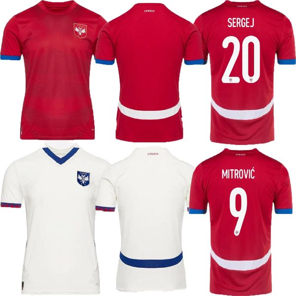 S-4XL 2024 2025 Serbia Soccer Jersey 24 25 Eurocopa Srbija Equipo Nacional Home Away Sergej Mitrovic Football Shirts Kit Vlahovic Pavlovic Tadic Milenkovic Zivkovic