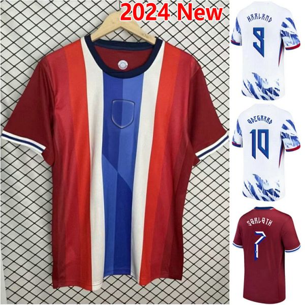 2024 2025 Jersey de fútbol 24 25 Equipo nacional Haaland Strand Larsen Home Away Berg Nusa Bobb Vetlesen Camisa de fútbol Kit para hombres