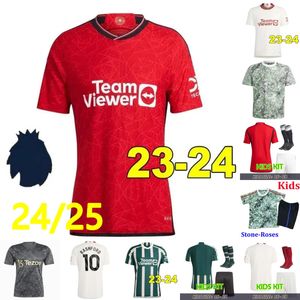 2024 2025 Jersey de football Bruno Fernandes Rashford Mound Football Shirt Kit Kid Equipment Kid