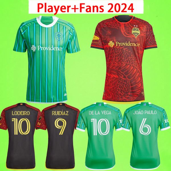 2024 2025 Sounders JERSEYS DE FÚTBOL Seattles HOME AWAY Fans Player versión camiseta de fútbol T 23 24 25 hombres niños kit RUIDIAZ DE LA VEGA MORRIS JOAO PAULO ROLDAN LEO CHU VARGAS