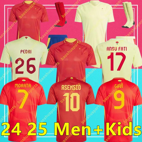 2024 2025 Spains Soccer Jerseys Euro Cup Pedri Lamine Yamal Pino Merino Rodrigo Sergio M.asensio Ferran Men Kids and Hermoso Redondo Caldentey 24 Kids Football Shirt