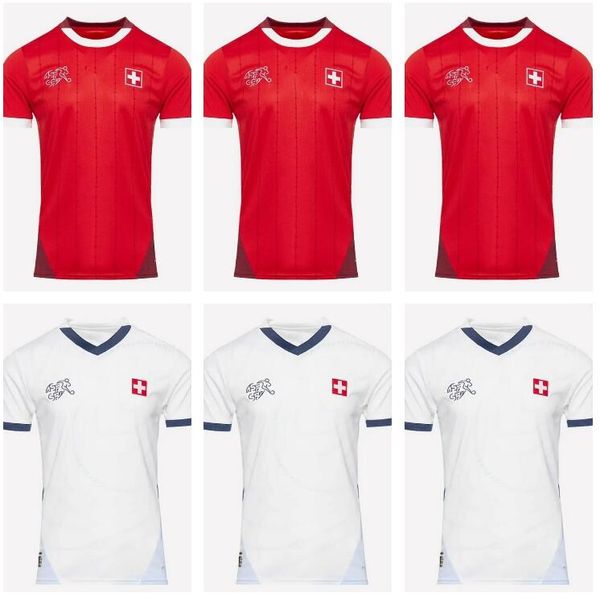 2024 2025 Suisse Soccer Jerseys 24 25 EMBOLO SHAQIRI XHAKA ELVEDI AKANJI ZAKARIA SOW RIEDER Chemises de football SUISSE à domicile Uniformes