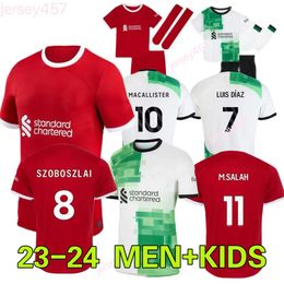 2024 2025 The Reds Soccer Jersey Mohamed Salah Darwin Nunez 24 25 Home Away Men Football Shirts Szoboszlai Andy Robertson Alisson Becker Joe Gomez Joel Matip Kids Kit Kit