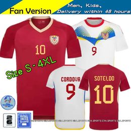 2024 2025 Venezuela Soccer Jerseys Kit enfants 24 25 Maillot de football de l'équipe nationale Hommes Accueil Rouge Blanc Camisetas Copa America CORDOVA SOTELDO RINCON BELLO RONDON S-4XL