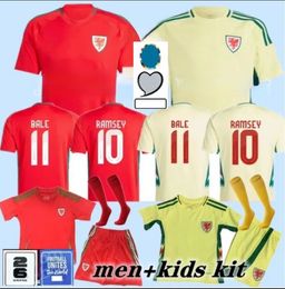 2024 2025 Wales Soccer Jersey 24/25 Home Red Allen Bale Ramsey Shirt Nationaal Team James Wilson Brooks Giggs Away Men Kids Kit Voetbaluniform