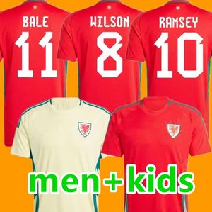 2024 2025 Maillots de football du Pays de Galles BALE WILSON ALLEN RAMSEY Coupe de l'équipe nationale du monde Rodon VOKES Ampadu Accueil Maillot de football à manches courtes Hommes KitUniformes