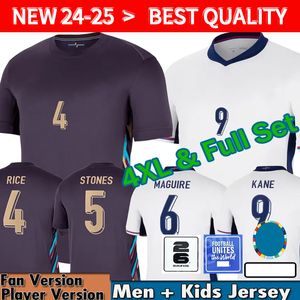 2024 2025 Euro Cup EnglandS Jersey Bellingham Home Home Jerseys de football RICE SAKA FODEN RASHFORD STERLING STONES GREALISH KANE Hommes Enfants Fans Joueur Kit de maillot de football