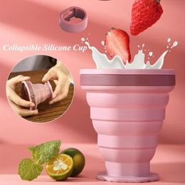 2024 220 ml Cup pliant BPA BPA GRATUIT GRADE GRADE SILICONE CUP TUB VOYAGE EXTÉRIE