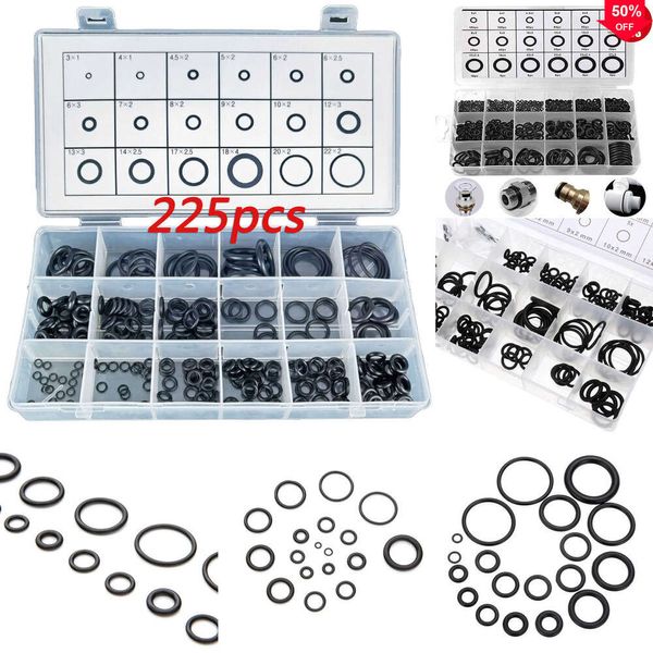 2024 225pcs Rubrique noir O Assortiment de rine Assortiment de lave-glace Kit J.