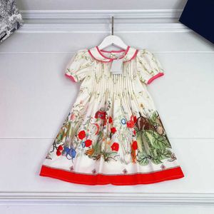 2024 23ss enfants Designer marque nouvelle robe fée robes revers fleur fée série jupes filles robes à manches courtes enfants jupe bébé vêtements a1 meilleure qualité