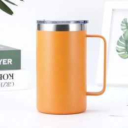 2024 Taza de café con impresión de 24 onzas y asa, frasco de vacío de acero inoxidable de doble pared personalizado, taza, botella de agua de acero inoxidable