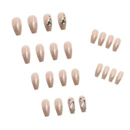 2024 24pcs Design en strass de régime faux clous ongles bridale féminine femme fête nail décorations de bricolage appuyez sur