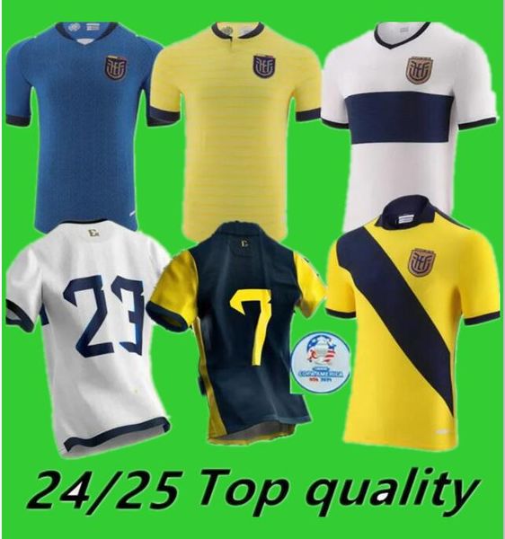 2024 25 Maillot de football Copa Equateur Accueil Ywllow Biue Pervis Estupinan Gonzalo Ibarra Hincapie Plata Michael Estrada Chemises de football Maillots de qualité Thaïlande