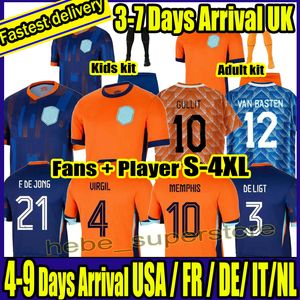 2024 25 Euro Cup Nederland Soccer Jerseys Memphis de Jong Virgil de Ligt Gakpo Dumfries Bergvijn Klaassen Fans Player voetbalhirt Mannen Kits Retro 1988 98 00 02