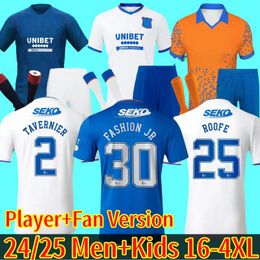 2024-25 Glasgow Rangers Jerseys de fútbol Azul Sakala Kent Tavernier Morelos Cola de fútbol Hogan Menil Kits Kit Versión de jugador Camiseta de