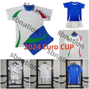 2024 25 Maillot Italie Coupe d'Europe Domicile Hommes Enfants Kits Raspadori Verratti Barrera Donnarumma Totti Politano Miretti Maillot de football Fan Player Version