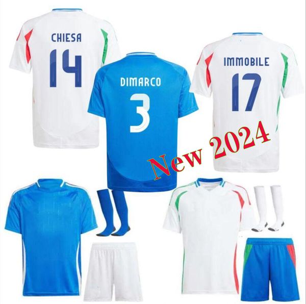 2024 25 Italys Soccer Jerseys Mens Italian Football Jersey Scamacca Immobile Chiesa Football Shirts Raspadori Jorginho Verratti Maglia Italiana Team Kit Kit Kit Kit