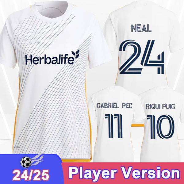 2024 25 LA GALAXY Player Version Mens Soccer Jerseys Aude Fagundez Joveljic Cuevas Caceres Home Football Shirt Short Sheeve Adult Uniforms
