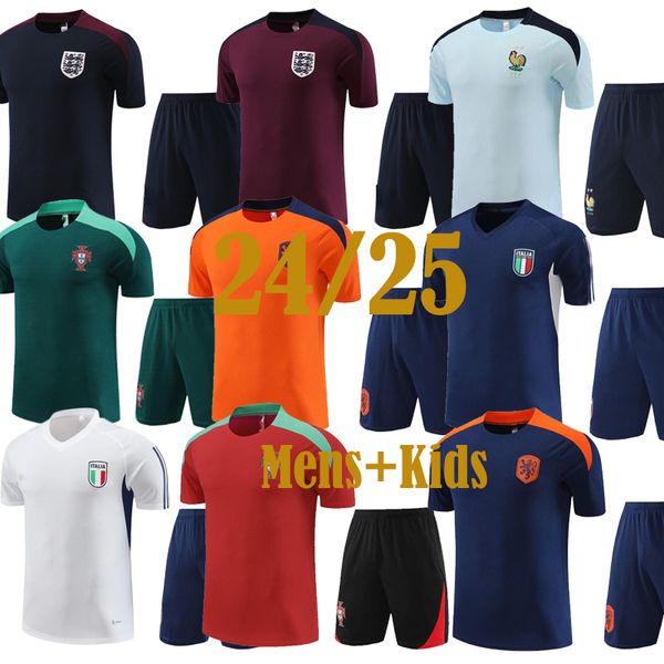 2024 25 Nouvelle équipe nationale d'Angleterre Brésils d'Italie Maillot de football Mbappe du Portugal Maillot de football à manches courtes 24/25 Survetement d'entraînement Uniforme