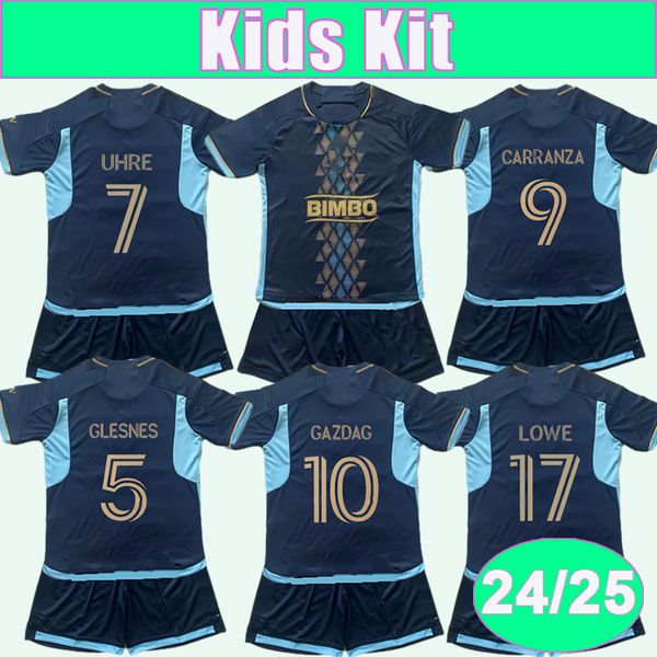 2024 25 Philadelphia Union Kid Kit Soccer Jerseys Glesnes Uhre Carranza Bedoya Gazdag Lowe Home Blue Child Suit Football Shirt