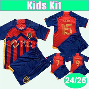 2024 25 Real Kids Kit voetballen Jerseys Salt Chicho Ruiz Luna Crooks Blij Ojeda Lake Home Red Child Suit voetbalshirt Korte mouw uniformen