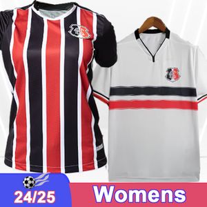 2024 25 Santa Cruz FC Womens Soccer Jerseys Home Red Black Away White Football Shirts à manches courtes