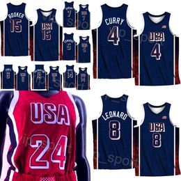 2024 25 US Basketball United States Jerseys 5 Anthony Edwards 7 Kevin Durant 4 Stephen Curry 6 Lebron James 8 Kawhi Leonard 11 Joel Embiid 14 Davis 13 Bam Adebayo Team