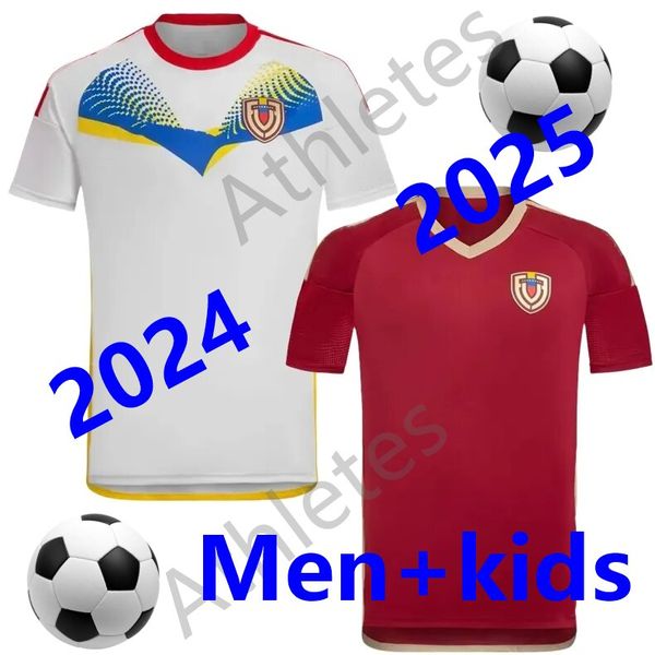 2024/25 Venezuela camiseta de fútbol BELLO equipo nacional masculino CORDOVA rojo visitante blanco camuflaje Copa América conjunto de camiseta de fútbol para niños