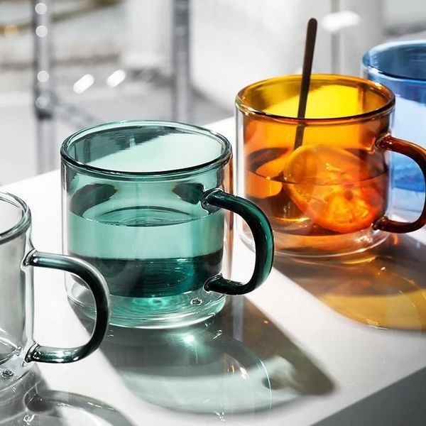 2024 250 ml verres à vin boire du gobelet vodka tasse de tasse de café à eau tasse de thé créatives de tasse créative double tasses en verre pour la maison