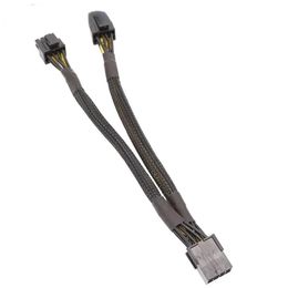 2024 25cm Câble adaptateur GPU à collier Y tressé PCIe 8 broches Femelle à double broche 2x8 (6 + 2) Câble d'extension de l'adaptateur d'alimentation PCI Express mâle - pour