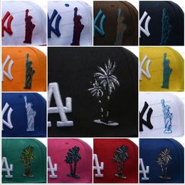 2024 26 kleuren heren honkbal snapback hoeden casquettes chapeus palm tree klassiek hiphop "angeles" zwart blauw roze sport een maat verstelbare caps New York Statue Chapeau