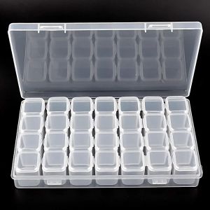 2024 28 cellules Boîtier de stockage de rangement d'art de ongles GEMS ACCESSOIRES PLASTIQUE CLEAR PLASTIQUE CONTENURE VIDE POUR LES RHINESTONS PERLES ORGANISATIONS BOX2.Boîte d'organisateurs pour strassons