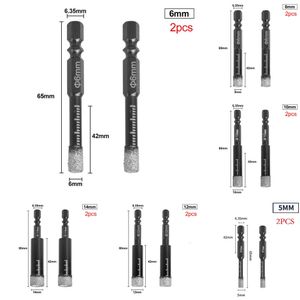 2024 2 Stuks 5-16Mm Diamant Droog Boren Gatenzaag Voor Marmer Keramische Tegels Gat Opener hex Schacht Boren Power Tools