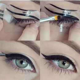 2024 2 stcs eyeliner stencils gevleugelde eyeliner stencilmodellen sjabloon vormgereedschap wenkbrauwen sjabloon kaart oogschaduw make -up tool