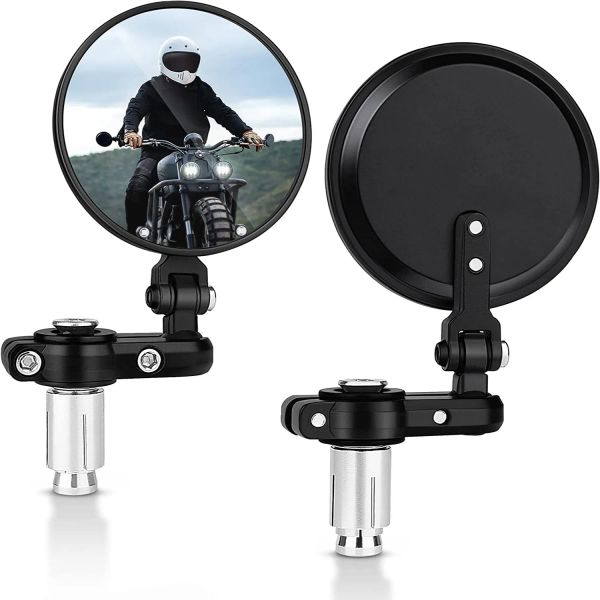 2024 2pcs /set 22 mm universal espejo de motocicleta de aluminio barra de manija negra extremo espejos laterales accesorios de motor