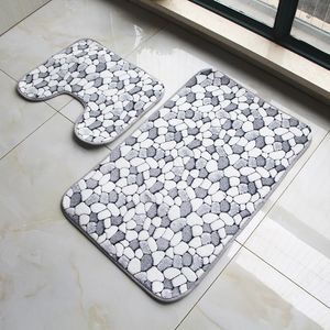 2024 2 unids/set juego de alfombrillas de baño de adoquines franela antideslizante alfombra de baño de cocina alfombra de baño alfombra de inodoro Tapete lavable