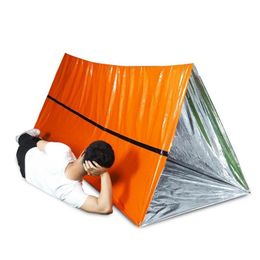 2024 Refugio de emergencia para 2 personas Manta térmica impermeable Kit de supervivencia de rescate SOS Saco de dormir Tubo de supervivencia Tienda de campaña de emergencia con silbato