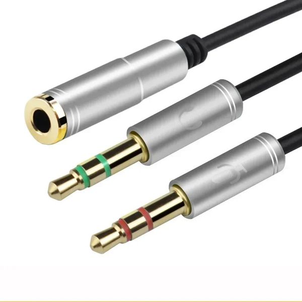 2024 3,5mm Jack micrófono auriculares divisor de Audio Cable de extensión auxiliar hembra a 2 auriculares macho para teléfono ordenador L1