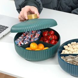 2024 3 Compartiment Voedselopslag Tel Gedroogd fruit Snack Bowl met dekselplaat voorgerecht serveerschaal voor feestjesgebakte notengerecht - voor