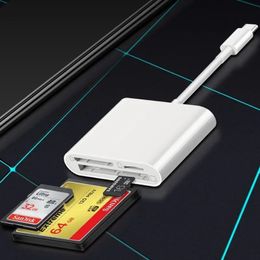 2024 Adaptateur 3-en-1 de type C TF CF SD Reader de carte mémoire USB C Adaptateur de carte pour MacBook Huawei Samsung Xiaomi OTG Writer Compact Flash pour