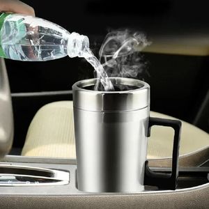 2024 300 ML / 500 ML intelligente digitale display Voertuig Verwarming Cup, zilver/zwarte auto verwarming water cup, geschikt voor auto's reis