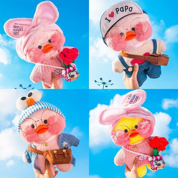 2024 30CM Rosa lalafanfan Kawaii Cafe Mimi pato de peluche amarillo juguete lindo muñeco de peluche muñecas de animales suaves niños Kawaii juguetes de peluche trapo