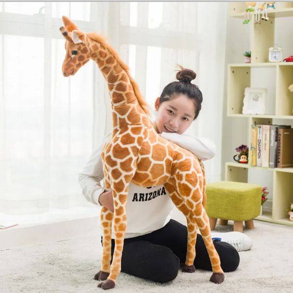 2024 35-120 cm dessin animé taille géante girafe jouets en peluche mignon peluche douce poupée enfants apaiser cadeau d'anniversaire en gros