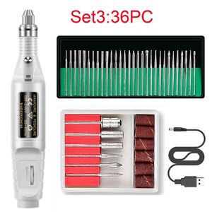 2024 36pcs elektrische nagelboormachine nagelbestanden Pen pedicure 6 bits frezen UV LED gel Poolse remover Nail Art Manicure Tool - voor