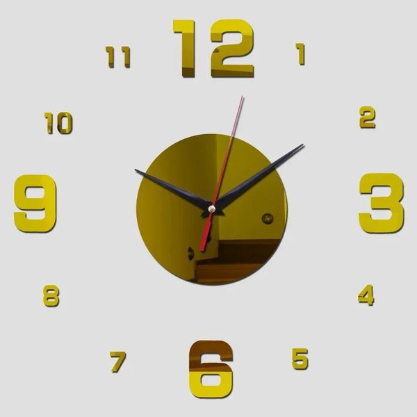 2024 3D Reloj de pared Mirror de bricolaje Pegatinas de pared Decoración del hogar Reloj de la aguja del hogar Sala de arte extraíble calcomanía de arte para la sala de estar decoración de arte